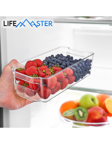 Juego de 2 organizadores apilables LifeMaster para refrigerador Juego de 2 organizadores apilables LifeMaster para refrigerador