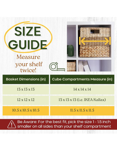 Cestas de Almacenamiento de Mimbre Natural Chi An Home 26.7cm - Paquete de 4