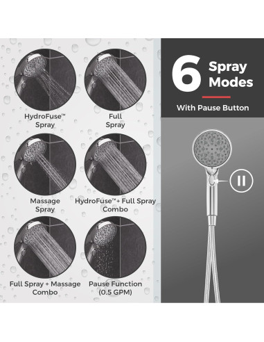 Cabezal de Ducha Portátil Pfister HydroFuse 6 Funciones Cromado