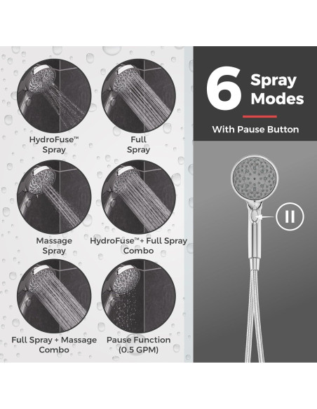 Cabezal de Ducha Portátil Pfister HydroFuse 6 Funciones Cromado