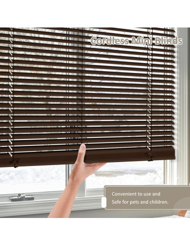 Persianas Mini Cordless Kokorona 45.72x162.56cm PVC Marrón