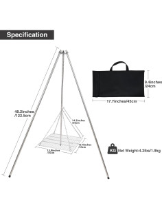 Parrilla de trípode Lineslife de acero inoxidable 35.1 cm 2