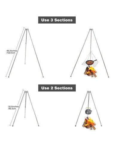 Parrilla de trípode Lineslife de acero inoxidable 35.1 cm