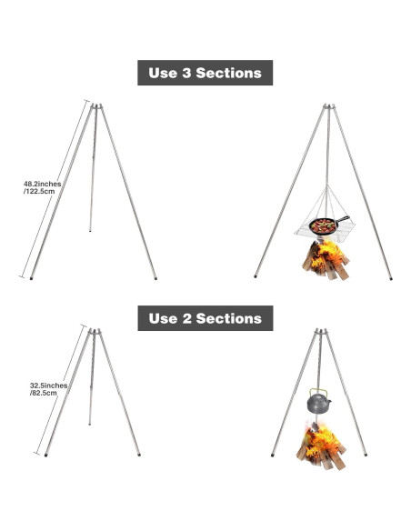 Parrilla de trípode Lineslife de acero inoxidable 35.1 cm