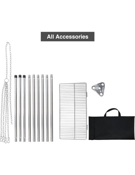 Parrilla de trípode Lineslife de acero inoxidable 35.1 cm