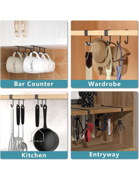 Soporte para Tazas ECROCY Negro, Organizador de Gabinete 3pcs