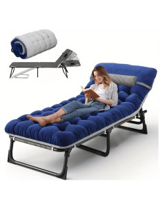Cama de Camping Plegable SnozeFlex con Colchón 190x69cm Azul