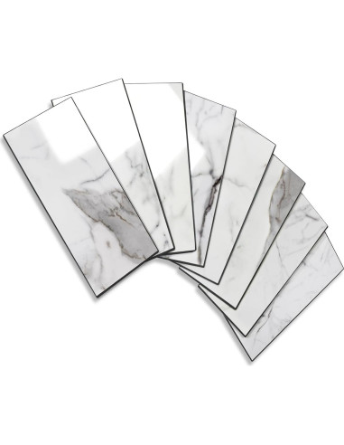 Azulejos autoadhesivos Vamos Tile PVC 7.62x15.24cm Blanco Brillante