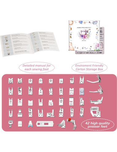 Kit de Prensatelas 42 Piezas para Máquina de Coser XBA