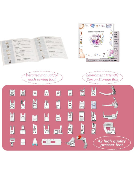 Kit de Prensatelas 42 Piezas para Máquina de Coser XBA