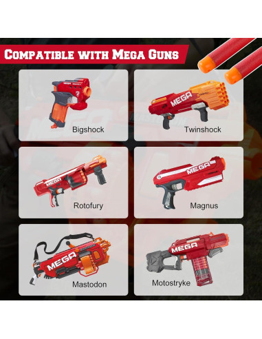 120 Dardos Mega Rojos Pokiiulk para Nerf Mega Blasters