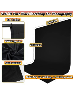 Fondo Fotográfico Negro SYUNASYU 1.5x2.0m Plegable 2