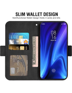 Funda de Cartera Asuwish para Xiaomi Mi 9T Pro - Negro 2