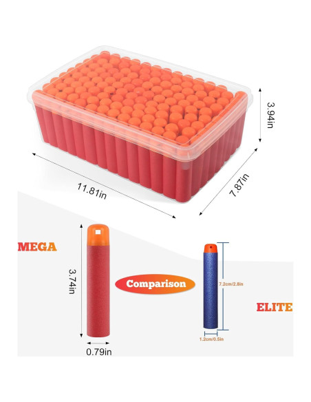 120 Dardos Mega Rojos Pokiiulk para Nerf Mega Blasters