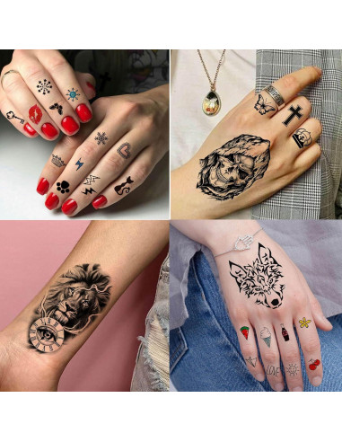 60 Hojas Tatuajes Temporales 3D GOROMON Animales Negros