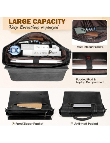 Bolsa de Mensajero Rainsmore 43 cm Cuero Impermeable Vintage