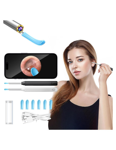 Limpiador de Cerumen ERYITRDK con Cámara HD y 6 Cubiertas