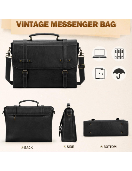 Bolsa de Mensajero Rainsmore 43 cm Cuero Impermeable Vintage