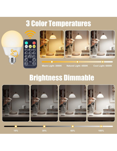 Bombilla LED Recargable E26 Brightown con Control Remoto 700LM