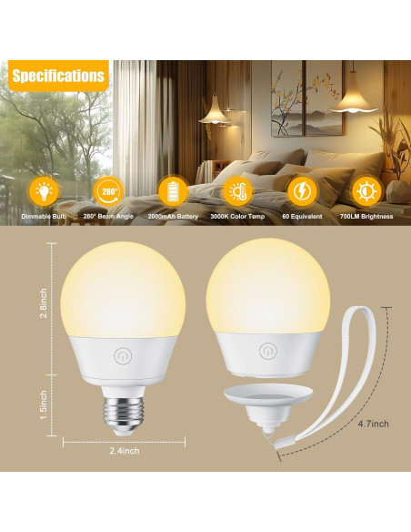 Bombilla LED Recargable E26 Brightown con Control Remoto 700LM