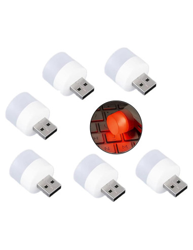 Luz Nocturna USB Sokelinn-six 6 Pack LED Mini Rojo