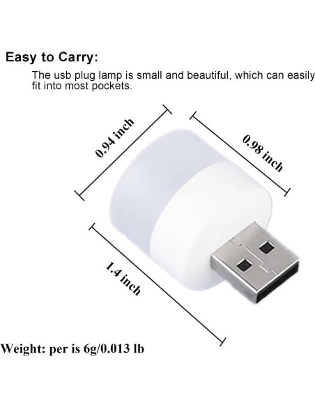 Luz Nocturna USB Sokelinn-six 6 Pack LED Mini Rojo