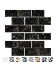 Azulejos Autoadhesivos URCOLOR 10 Hojas 30.48x30.48cm Mármol Negro y Dorado