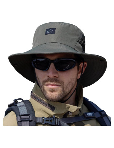 Sombrero de Pesca UPF50+ Verde Ejército Unisex con Malla