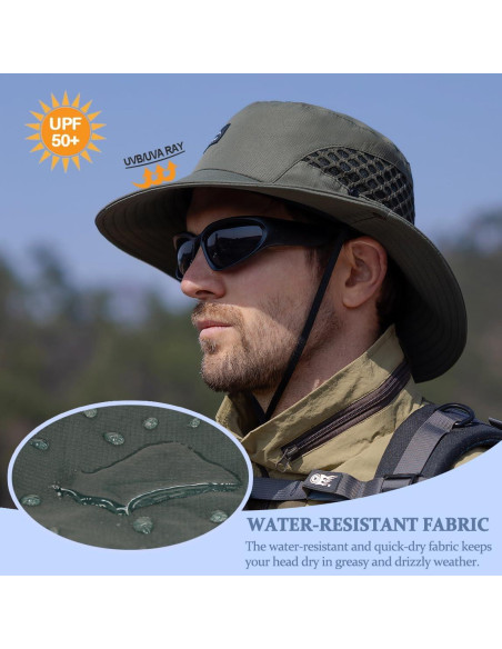 Sombrero de Pesca UPF50+ Verde Ejército Unisex con Malla
