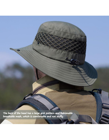 Sombrero de Pesca UPF50+ Verde Ejército Unisex con Malla