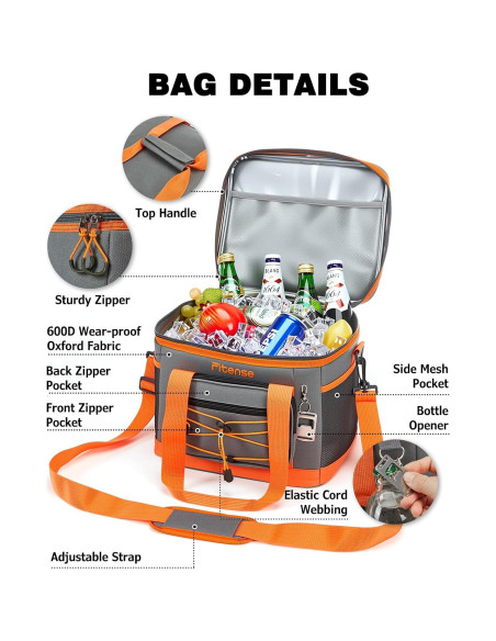 Bolsa Térmica Aislada Fitense 20L Plegable a Prueba de Fugas