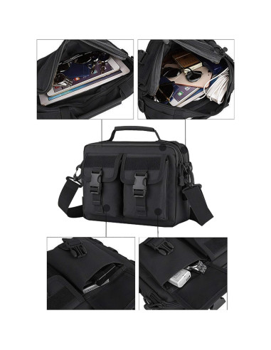 Bolsa Mensajera Táctica Huntvp Nylon Multifuncional USB 30x21cm