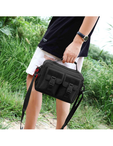 Bolsa Mensajera Táctica Huntvp Nylon Multifuncional USB 30x21cm