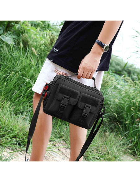 Bolsa Mensajera Táctica Huntvp Nylon Multifuncional USB 30x21cm