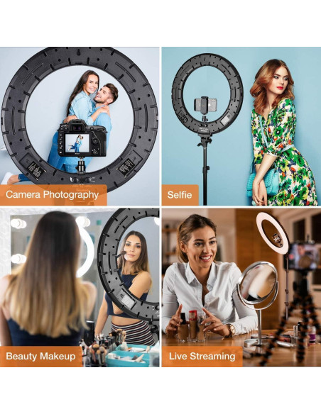 Anillo de Luz LED Inkeltech 18" Regulable 60W con Soporte