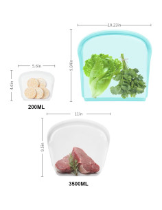 Bolsas de Silicona Reutilizables KVK 4 Piezas 2070 ml 2