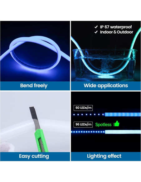 Canal LED de Silicona Muzata 5M IP67 Flexible para Tiras LED