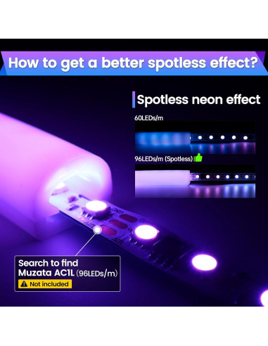 Canal LED de Silicona Muzata 5M IP67 Flexible para Tiras LED