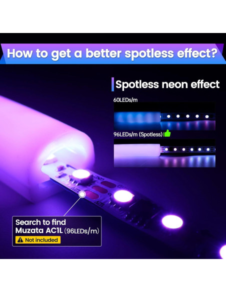 Canal LED de Silicona Muzata 5M IP67 Flexible para Tiras LED