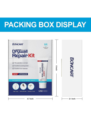 Kit de Reparación de Pared Boncart - Masilla 100g y Parche 2" a 4"