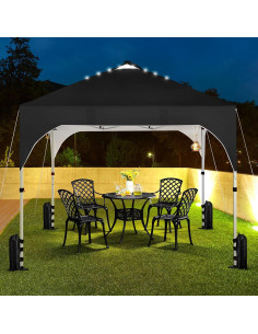 Carpa Plegable Yaheetech 3x3m con 17 Luces LED Solares 2