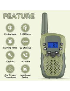 Walkie Talkies Recargables Selieve T-888 Verde Militar 22 Canales 2