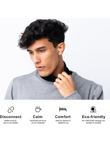 Tapones para oídos FUNSOUND - Reutilizables, 7 pares, NRR 24-27 dB