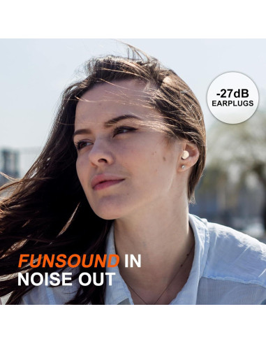 Tapones para oídos FUNSOUND - Reutilizables, 7 pares, NRR 24-27 dB