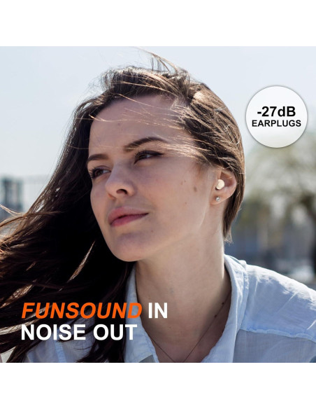 Tapones para oídos FUNSOUND - Reutilizables, 7 pares, NRR 24-27 dB