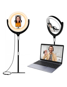 Anillo de Luz de Escritorio Beszeith 10.5" Negro con Soporte