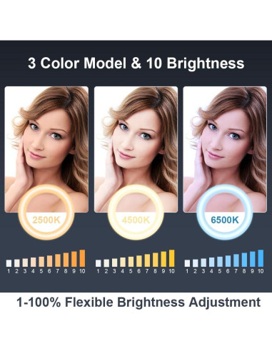 Anillo de Luz de Escritorio Beszeith 10.5" Negro con Soporte