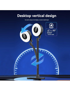 Cámara web 4K YOUPECK con luz anular y micrófono dual 2