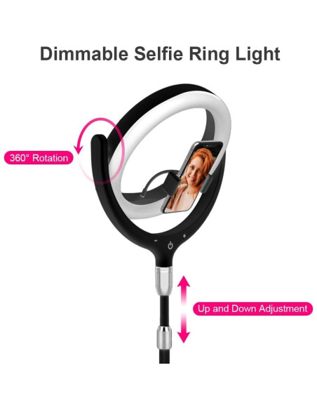 Anillo de Luz de Escritorio Beszeith 10.5" Negro con Soporte