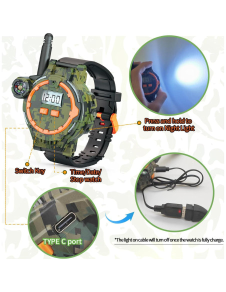 Walkie Talkie Recargable para Niños Gantan Camo 100-150m